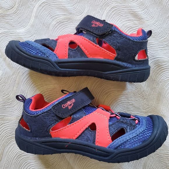 OshKosh B'Gosh Toddler Girls Size 12 Blue Pink Hook Loop Sport Sneakers Shoes - Picture 6 of 9